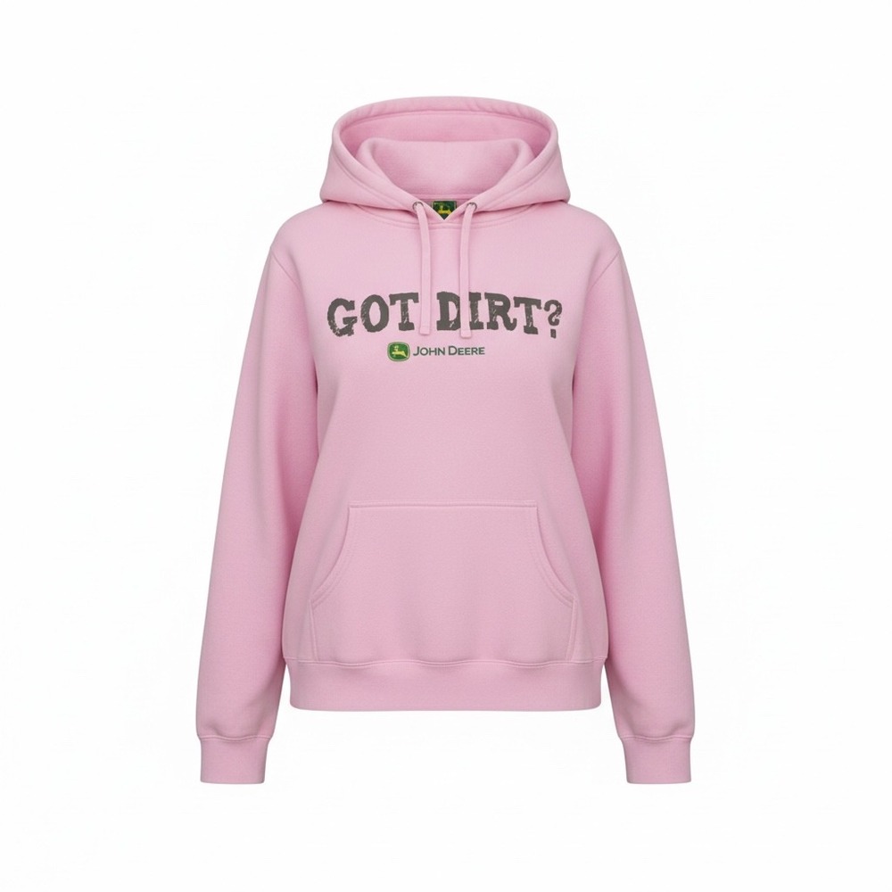John Deere Women's L 12/14 Pink Got Dirt Hoodie Pullover Y2K Country Farm GUC